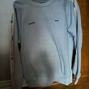 Blue Crewneck Sweatshirt with Ribbed Cuffs